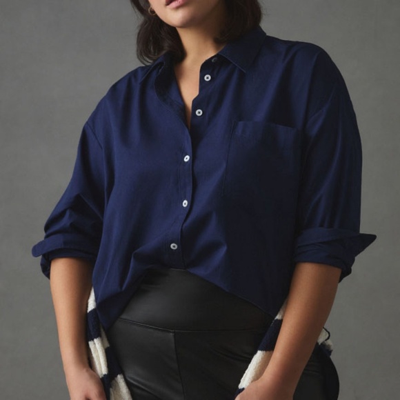 Maeve Tops - Maeve Anthropologie Bennet Buttondown Oxford Oversized Shirt Women's 1X Navy